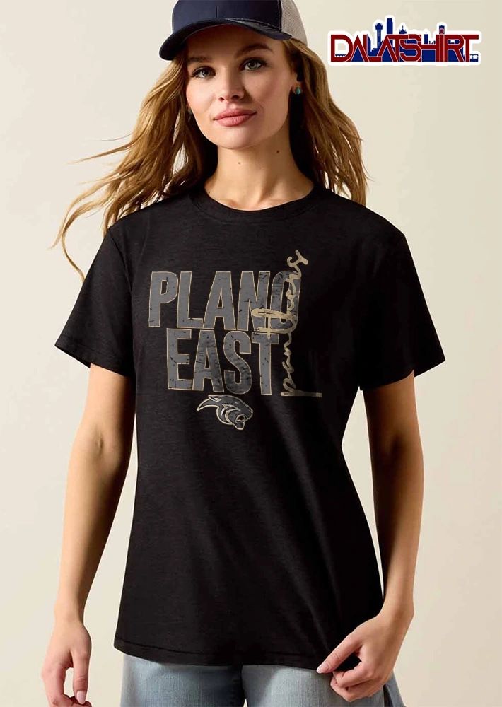Plano East Panthers Distressed Block Typography Mascot Logo shirt