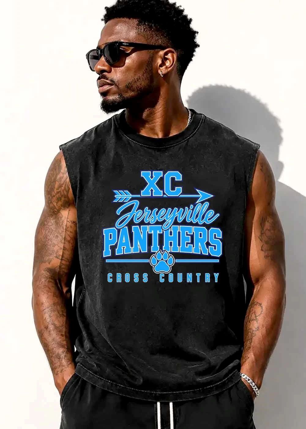 Jerseyville Panthers Xc Cross Country Arrow Light Blue Paw Print shirt