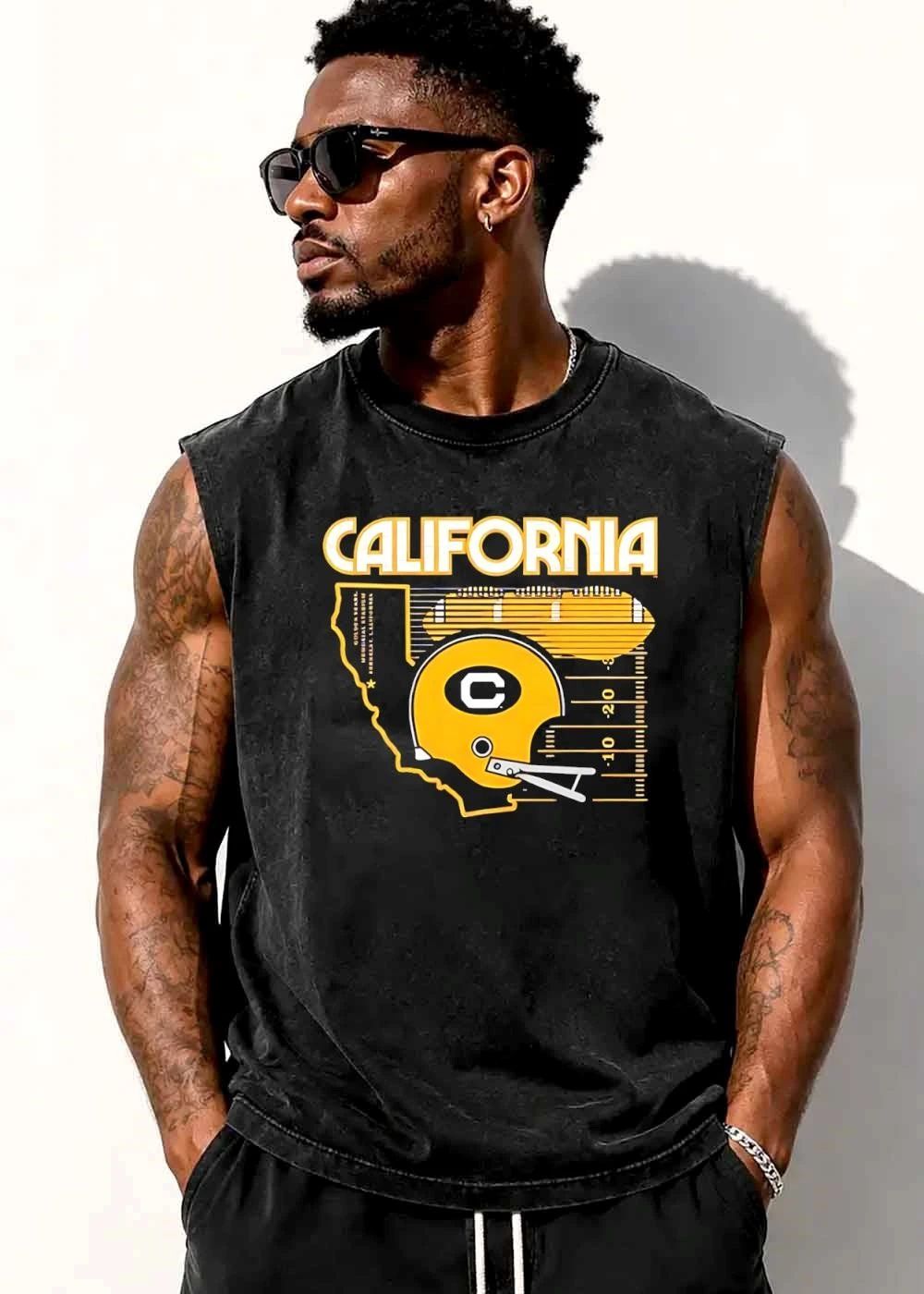 California Golden Bears NCAA Memorial Stadium Berkeley Yellow Football Helmet State Outline Grid shirt