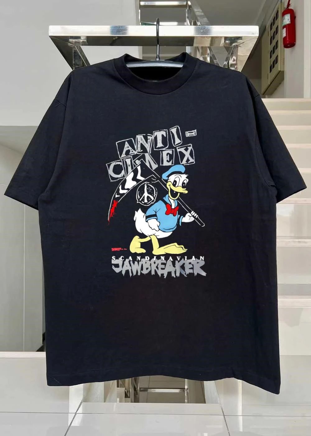 Scandinavian Jawbreaker Anti-Cimex Donald Duck Scythe Peace Sign T-Shirt