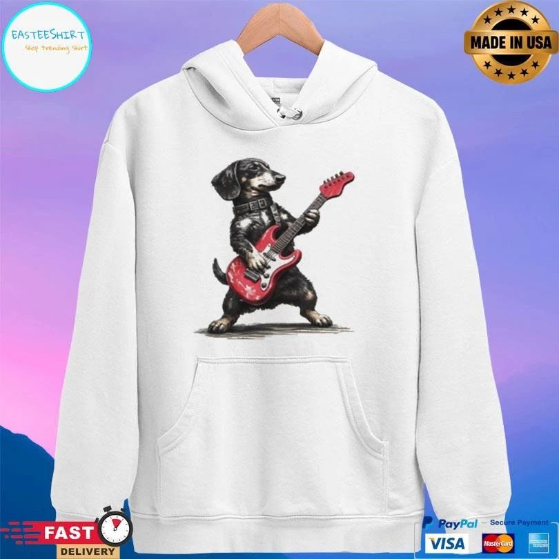 Dachshund Dog Playing Guitar T-shirts