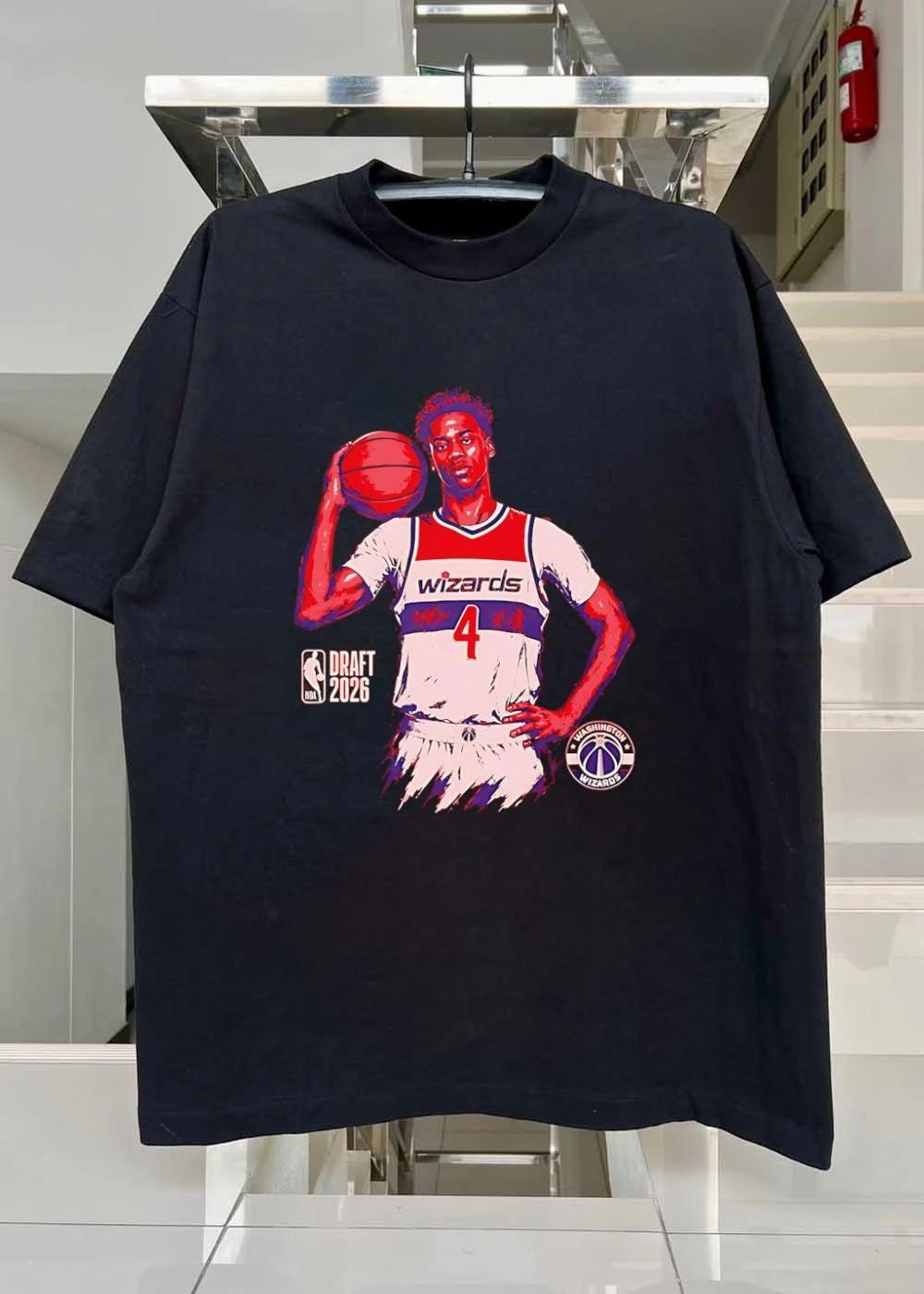 Washington Wizards 2026 NBA Draft Player Hoop Portrait Jersey T-Shirt