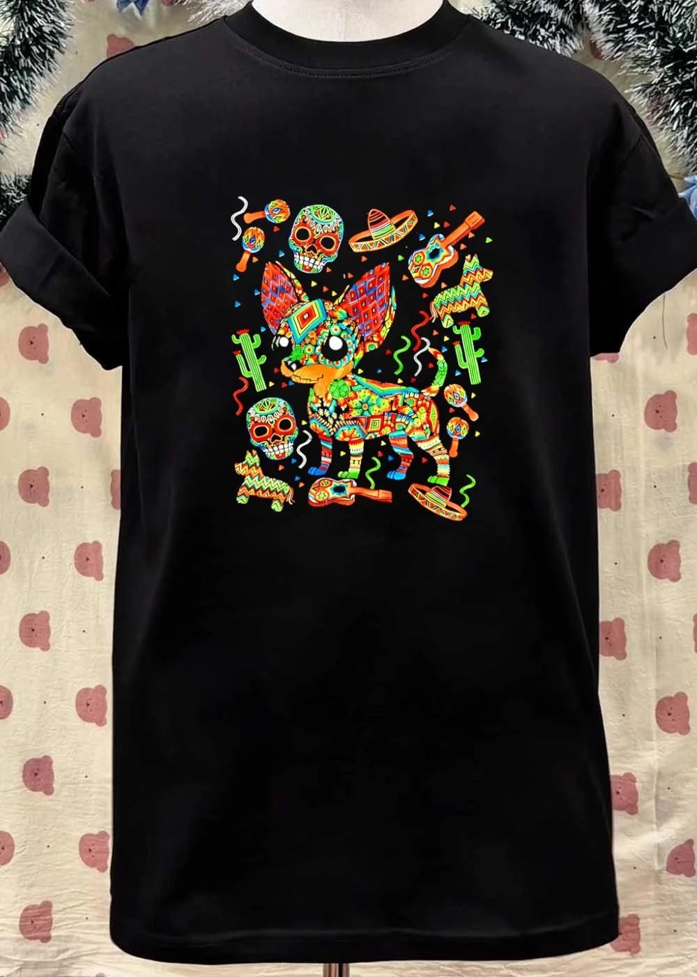 Fiesta Chihuahua Dog Vibrant Mexican Pattern Day of the Dead Art shirt