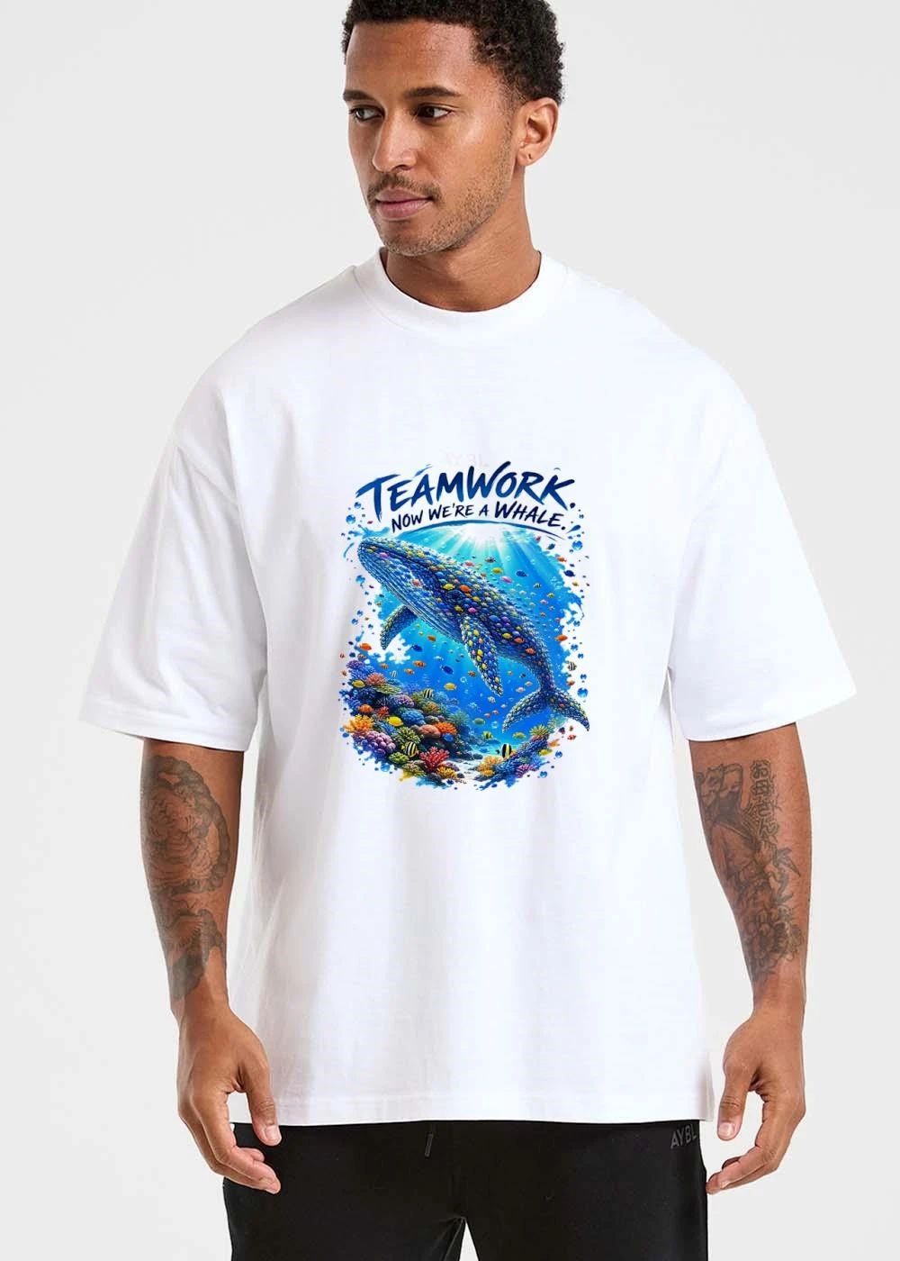 Teamwork Now Were A Whale School Of Colorful Fish Swimming Coral Reef shirt