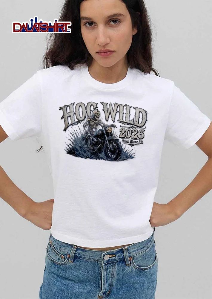 Hog Wild Ocean Shores Wa 2026 Skeleton Riding Motorcycle Water Splash shirt