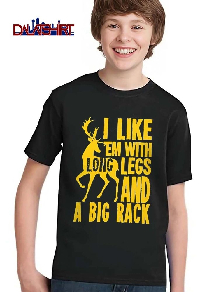 I Like Em With Long Legs And A Big Rack Yellow Buck Silhouette Antlers shirt