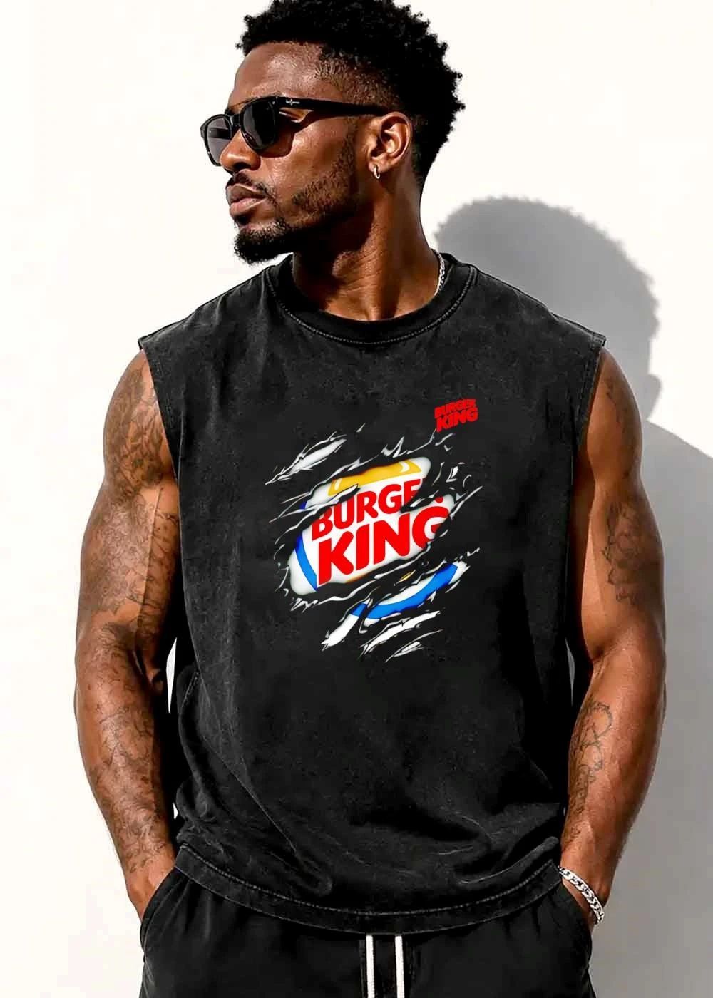 Burger King Logo Reveal Through Slashed Black Torn Surface shirt