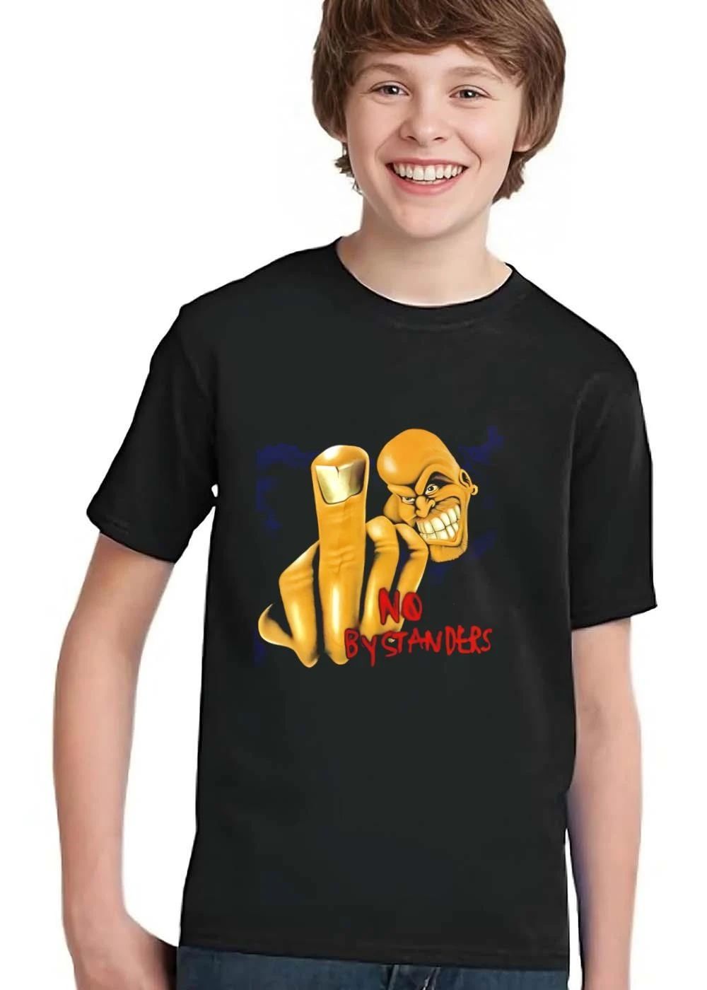 No Bystanders Yellow Cartoon Caricature Bald Man Middle Finger Hand shirt