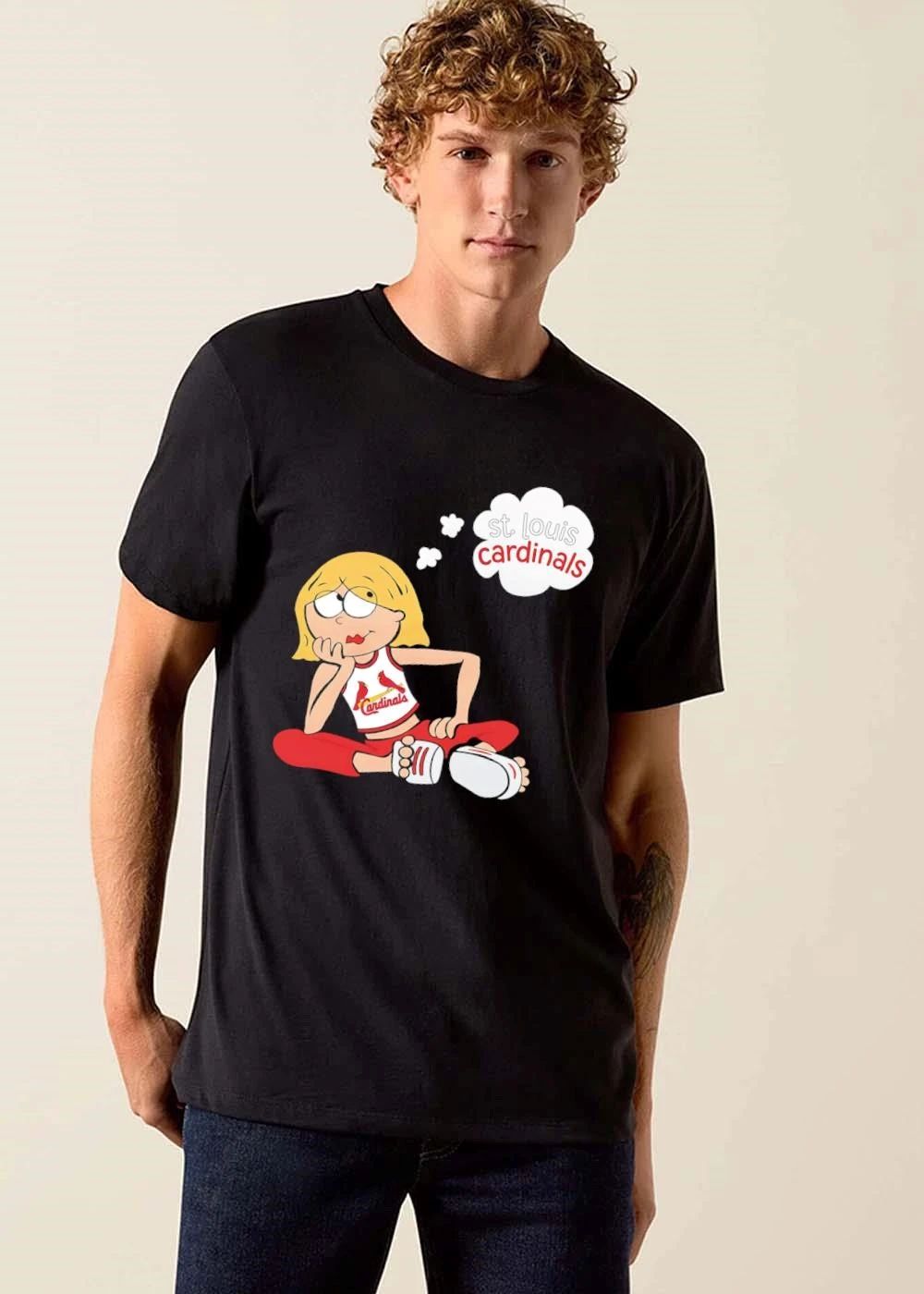 St Louis Cardinals MLB Blonde Girl Sitting Thought Bubble Cartoon shirt