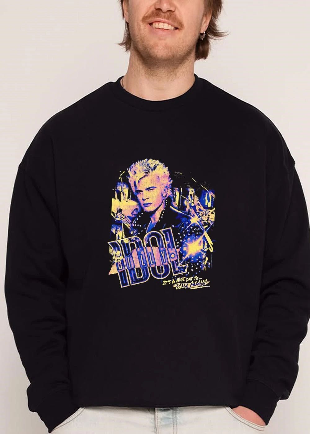 Billy Idol Its A Nice Day To Tour Again Cracked Texture Portrait Distressed shirt
