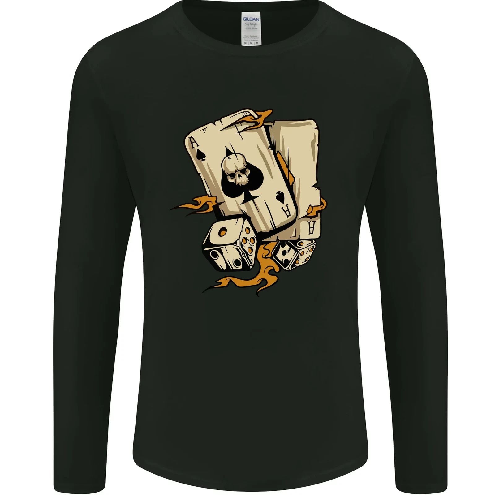 Skull Ace of Spades Heavy Metal Rock Music Mens Long Sleeve T-Shirt