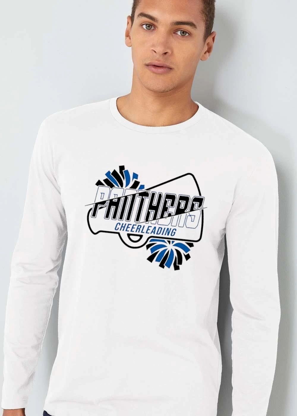 Panthers Cheerleading Megaphone Blue Black Pom Poms Silhouette shirt