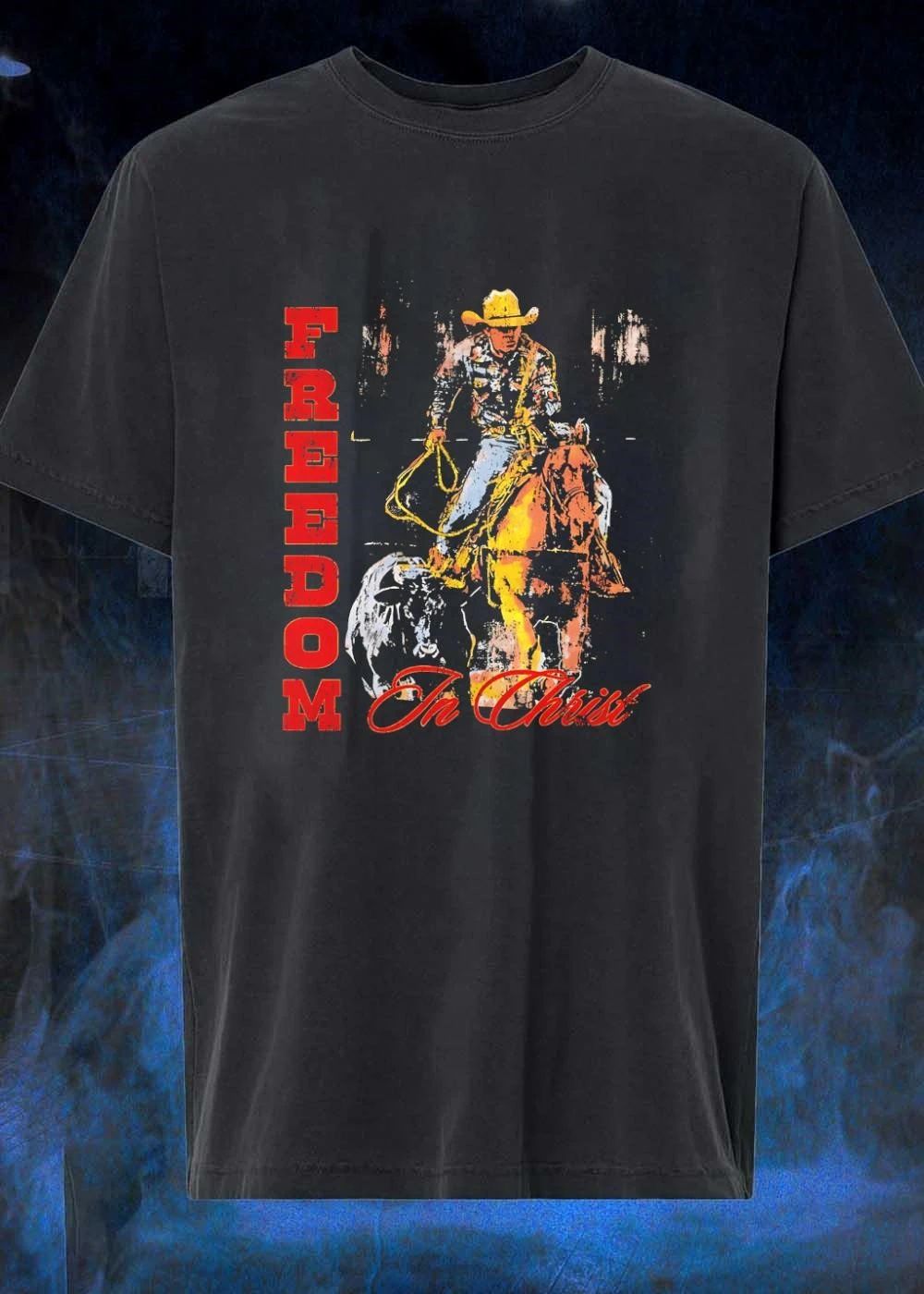 Freedom in Christ Cowboy Roping a Calf shirt