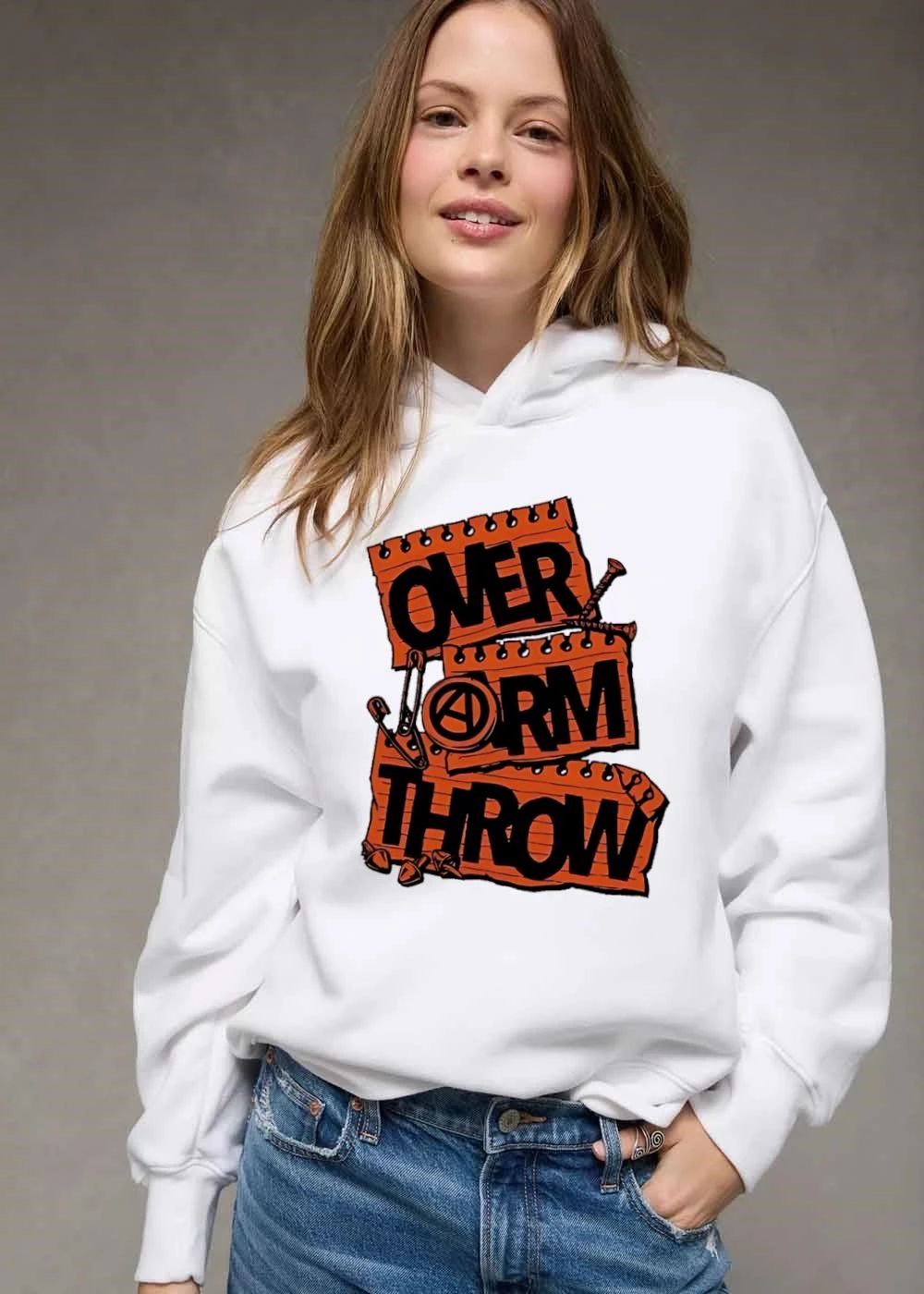 Overarm Throw Orange Torn Notepad Safety Pins Screws shirt