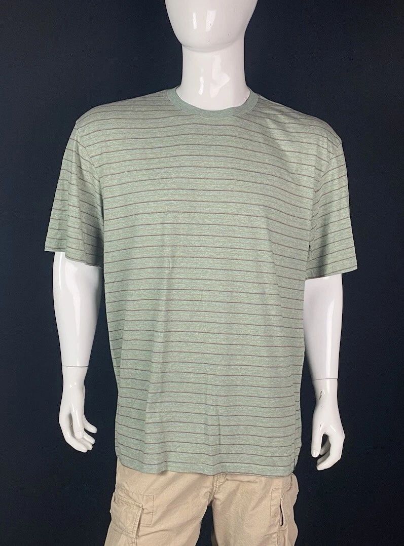 prAna Green Textured Horizontal Stripe T Shirt, A+ Grade, Men's Size 2XL