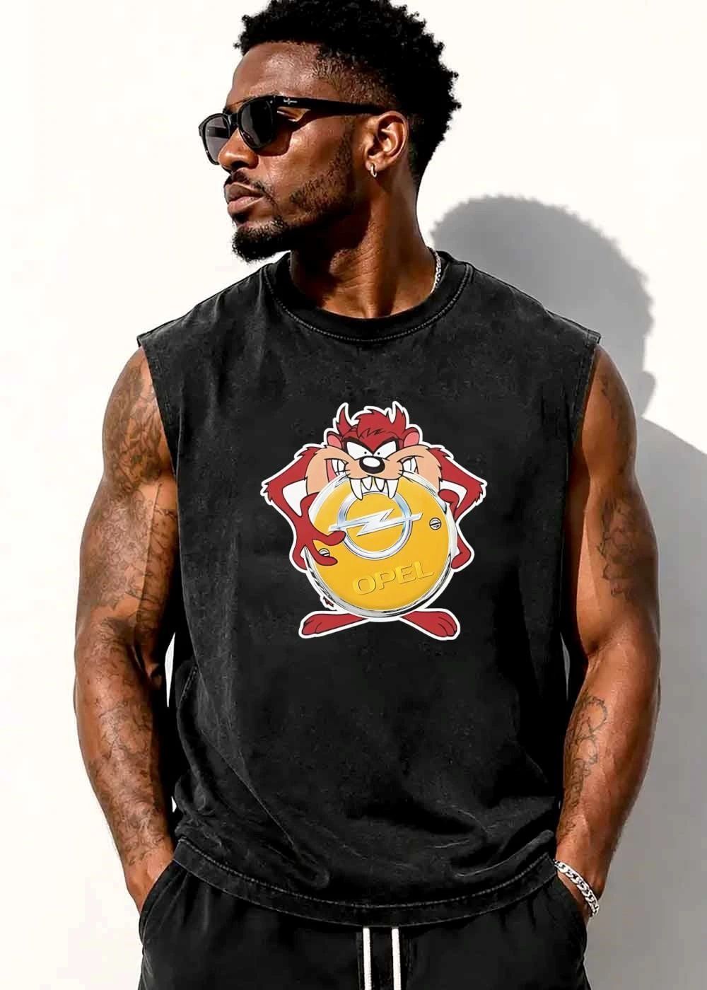 Opel Cartoon Tasmanian Devil Holding Yellow Car Badge Emblem shirt