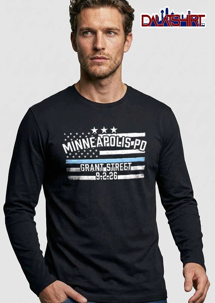 Minneapolis Pd Grant Street 9 2 26 Thin Blue Line Distressed Flag shirt