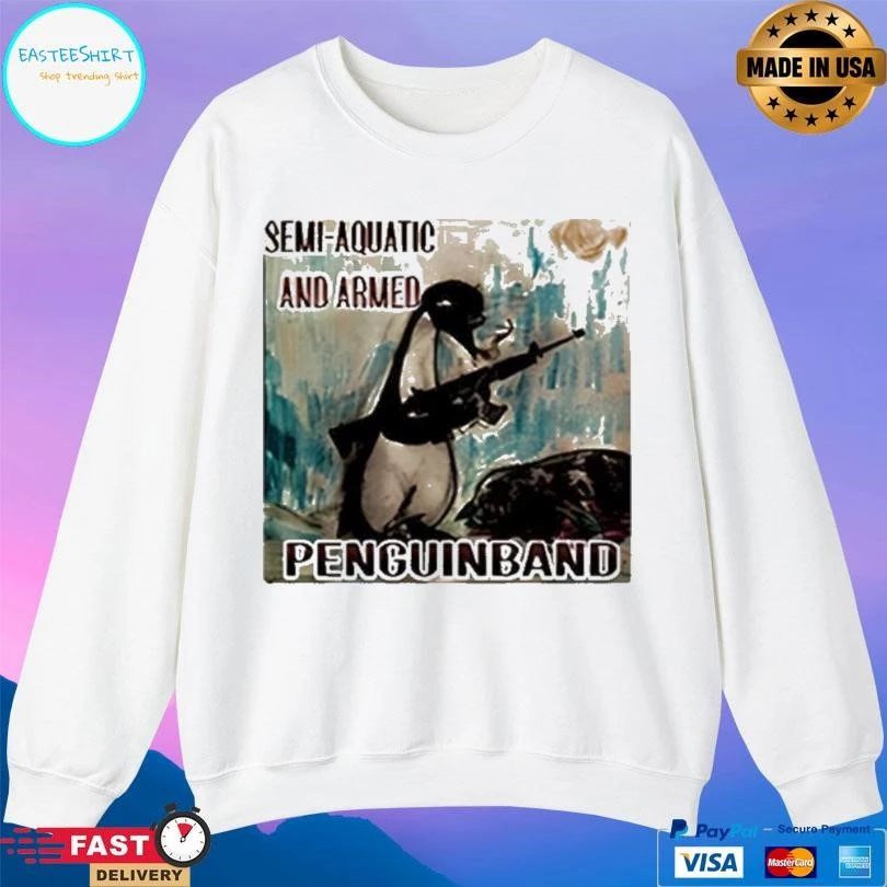 Semi Aquatic And Armed Penguin Band T-shirts