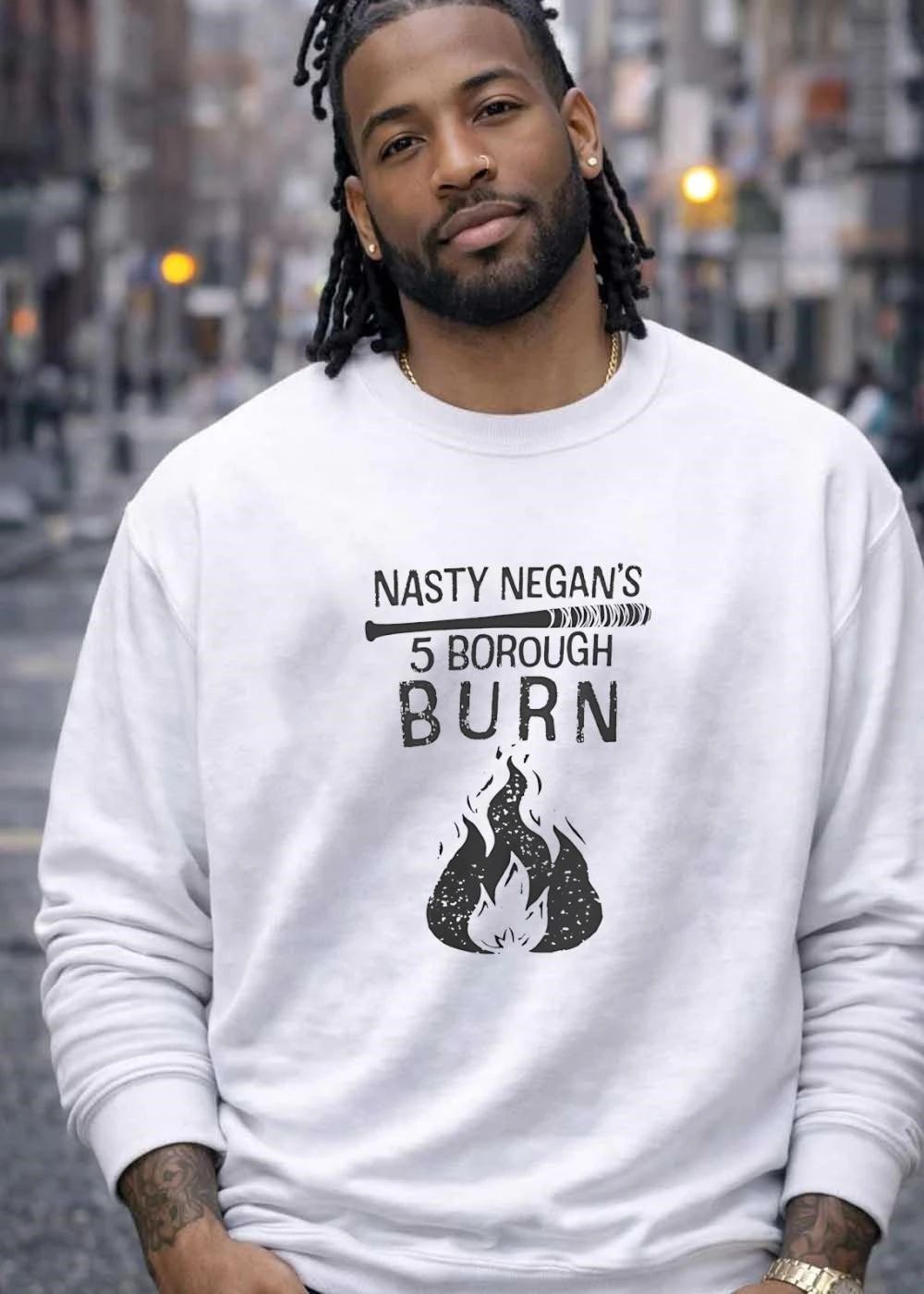 The Walking Dead Nasty Negan 5 Borough Burn Baseball Bat Graphic shirt