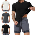 Men Compression T-Shirt Short Sleeve Base-Layer Tight Tops Quick Dry Gym Fitness