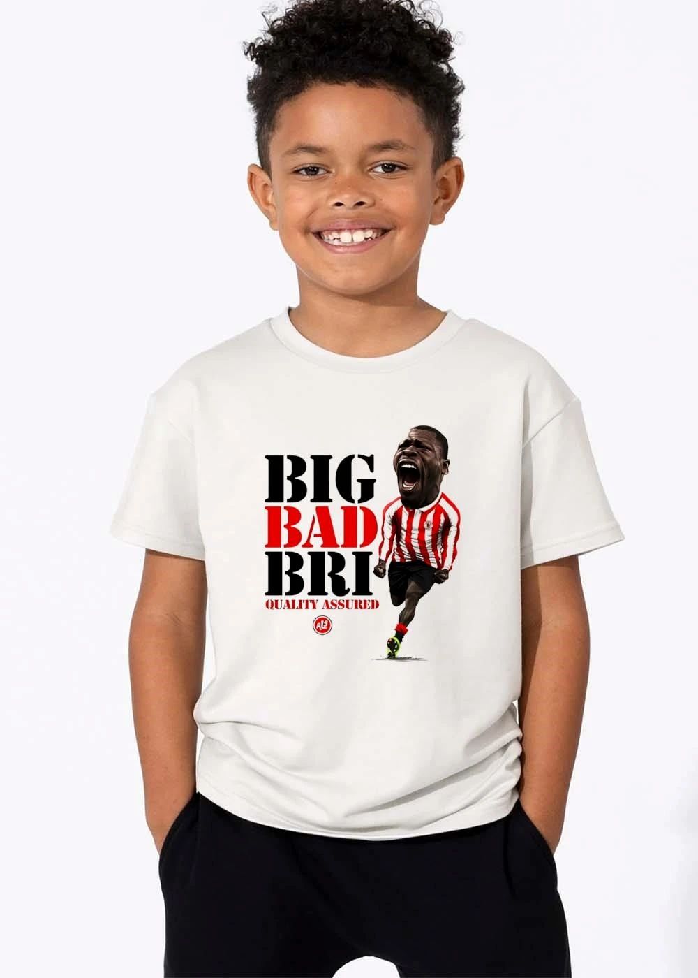 Als Big Bad Bri Quality Assured Caricature Footballer Screaming Striped Kit shirt