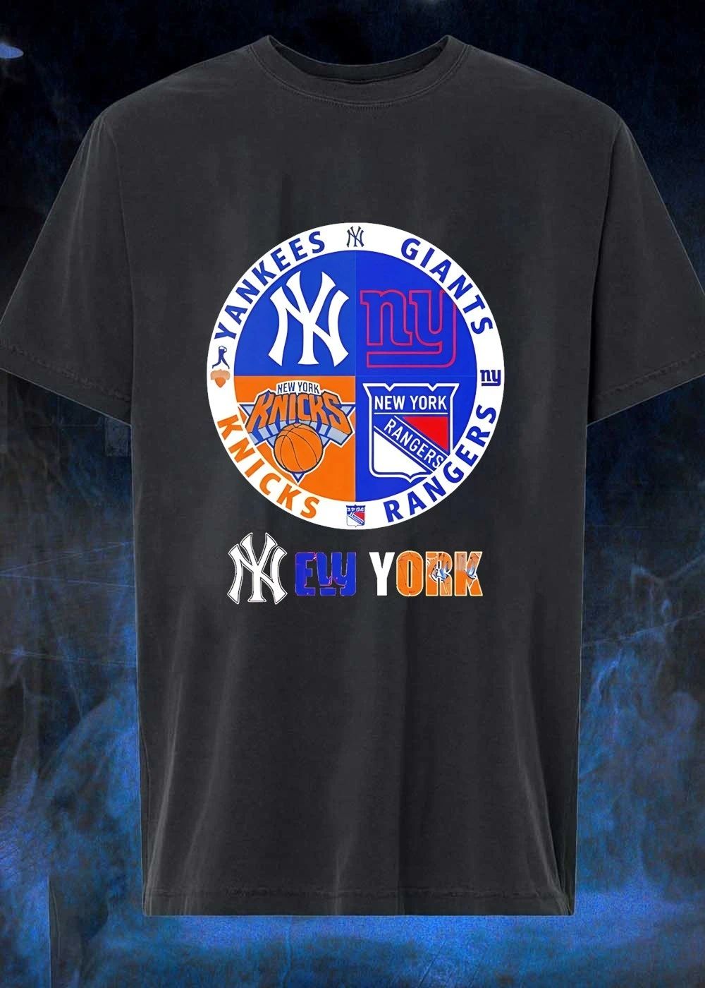 New York Sports Logos Yankees Giants Knicks Rangers T-Shirt
