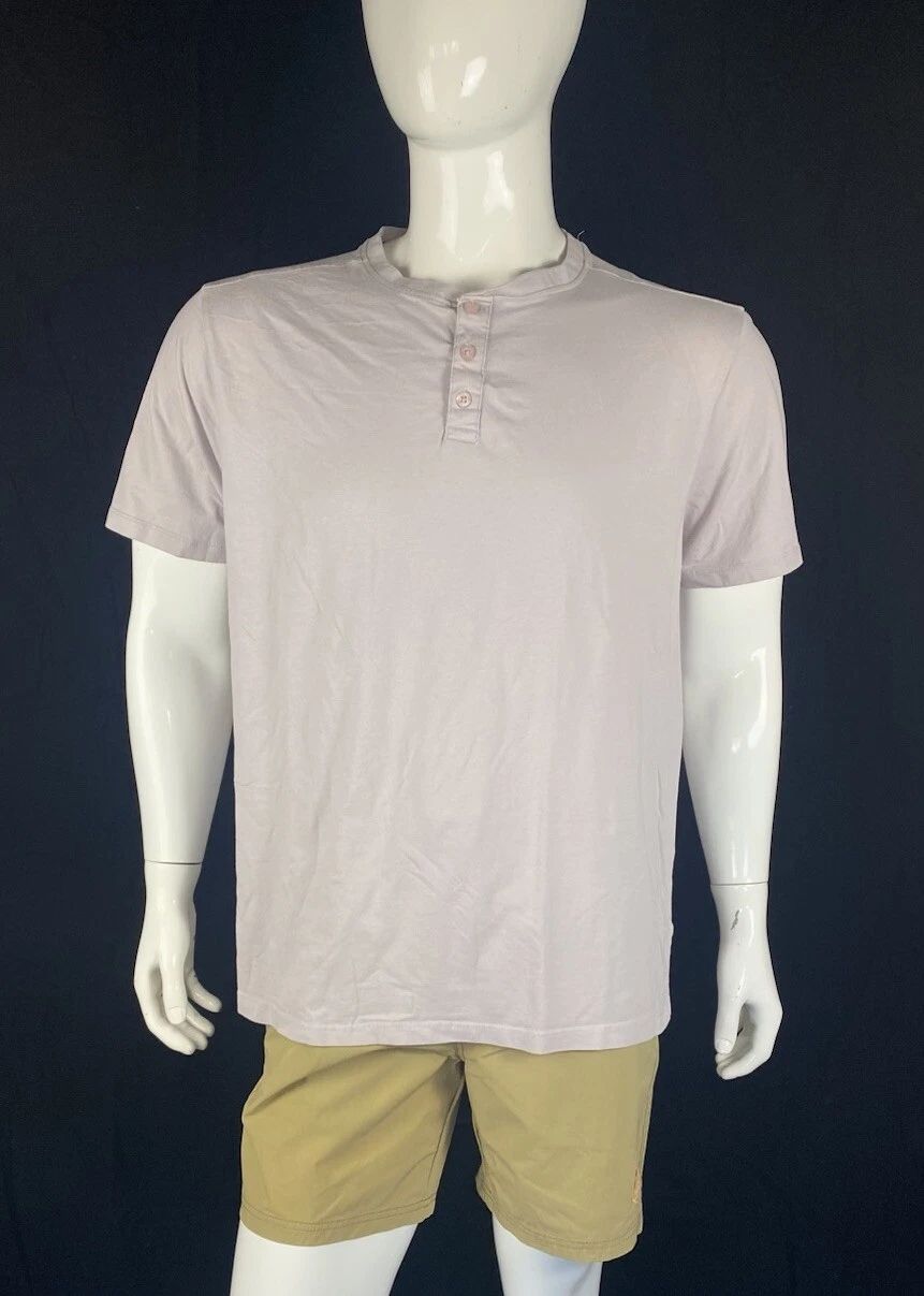 Frontier Supply Co Button Henley Beige Pink Shirt, Men's Size XL