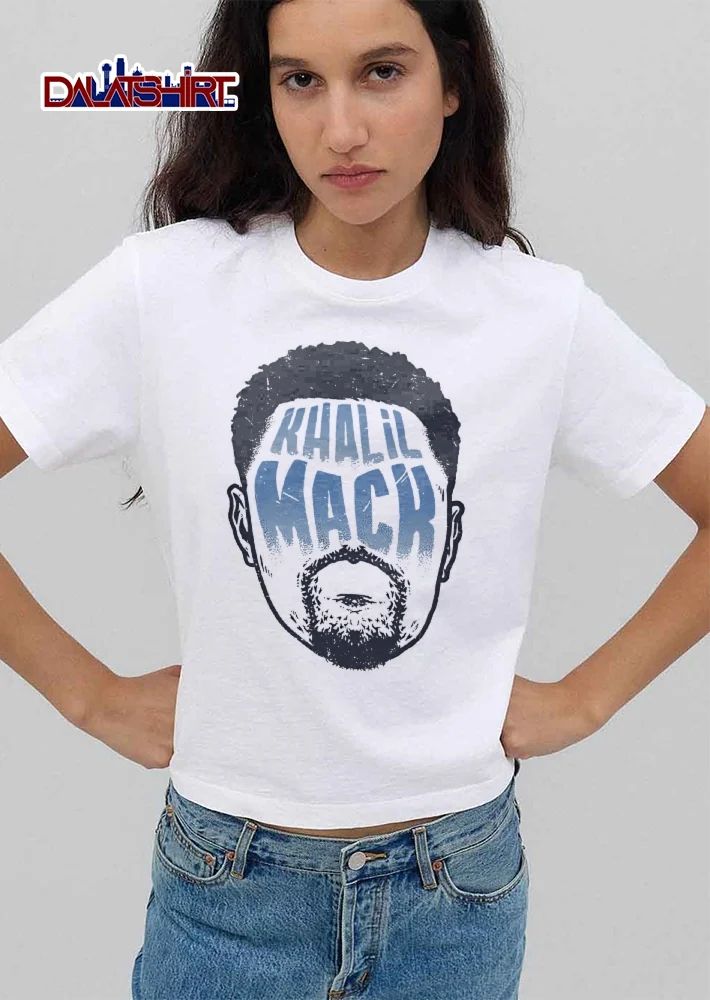 Khalil Mack Bearded Face Silhouette Blue Typography Distressed shirt