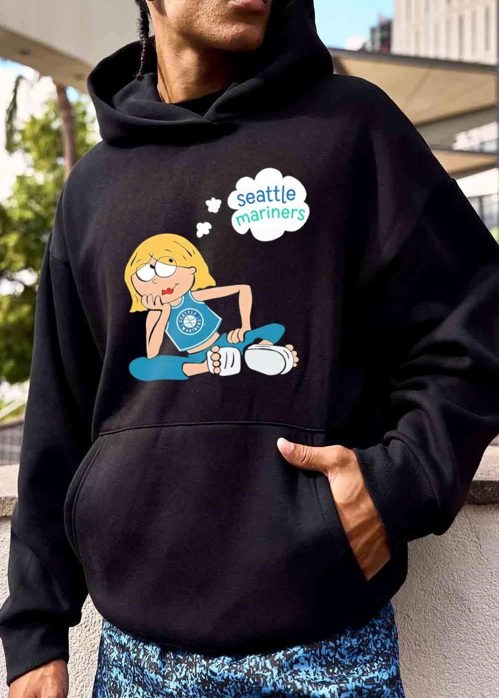 Original Seattle Mariners MLB Cartoon Blonde Girl Thinking Thought Bubble shirt