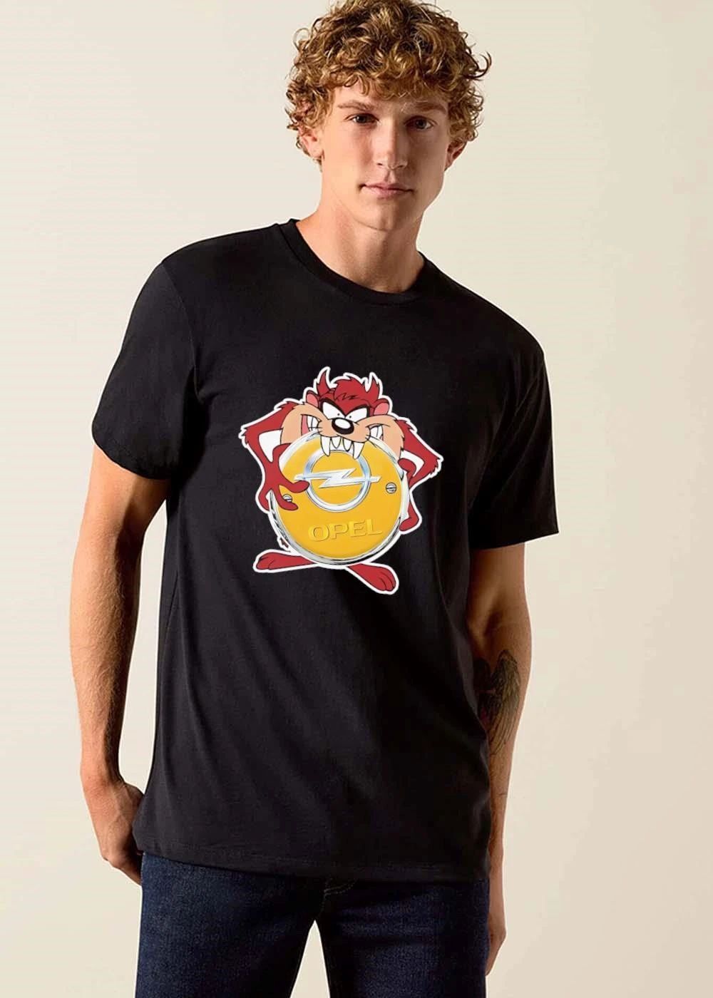 Opel Cartoon Tasmanian Devil Holding Yellow Car Badge Emblem shirt