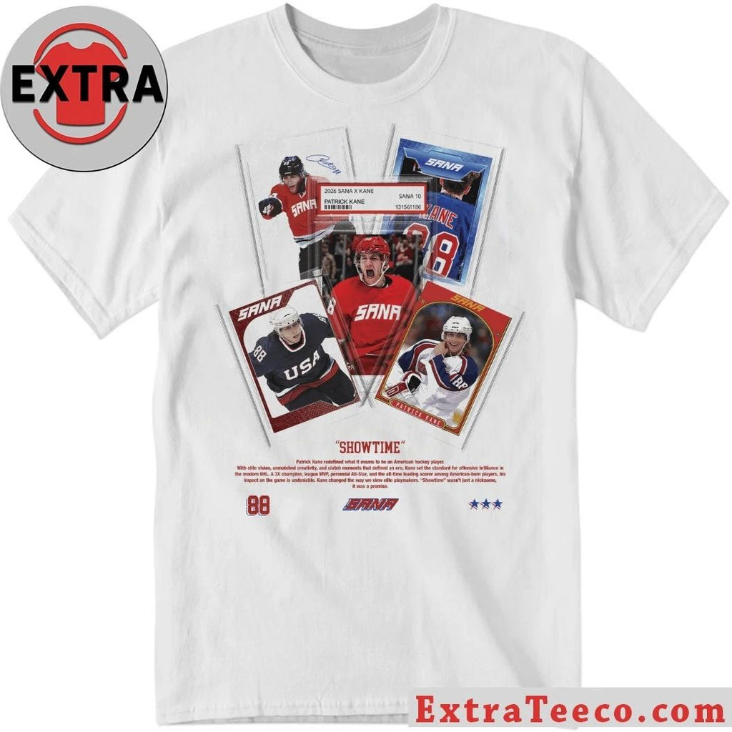 Professional hockey player Patrick Kane trading card 2026 SANA X KANE T-Shirt
