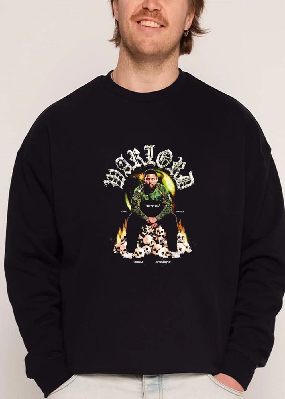 Optic Warlord Shotzzy 11x Champ 4x World Player Sitting Skull Pile Flames Bootleg shirt