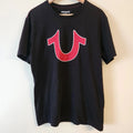 True Religion Horseshoe Black Red Graphic T Shirt Mens Size L