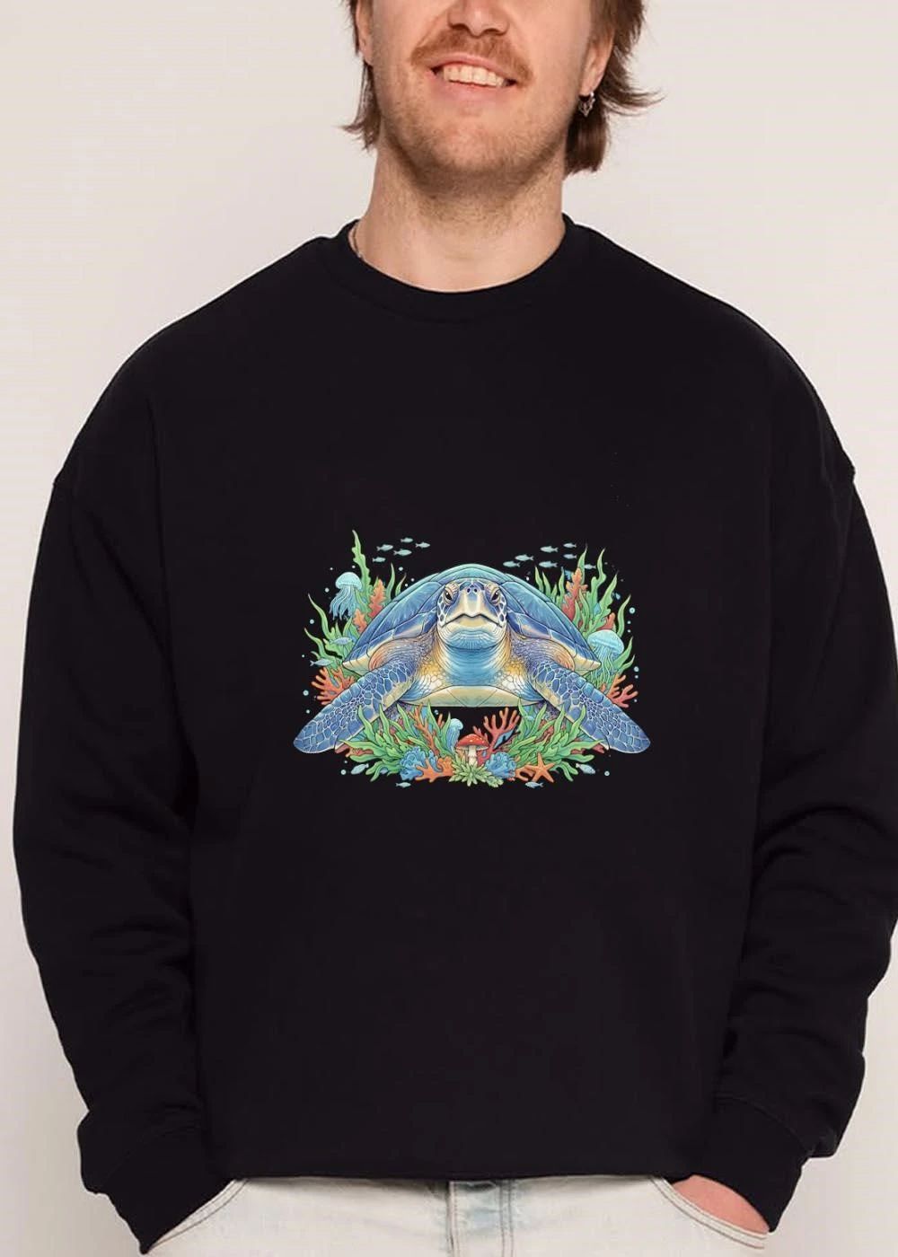 Original Sea Turtle Swimming Underwater Coral Reef Red Mushroom Starfish shirt