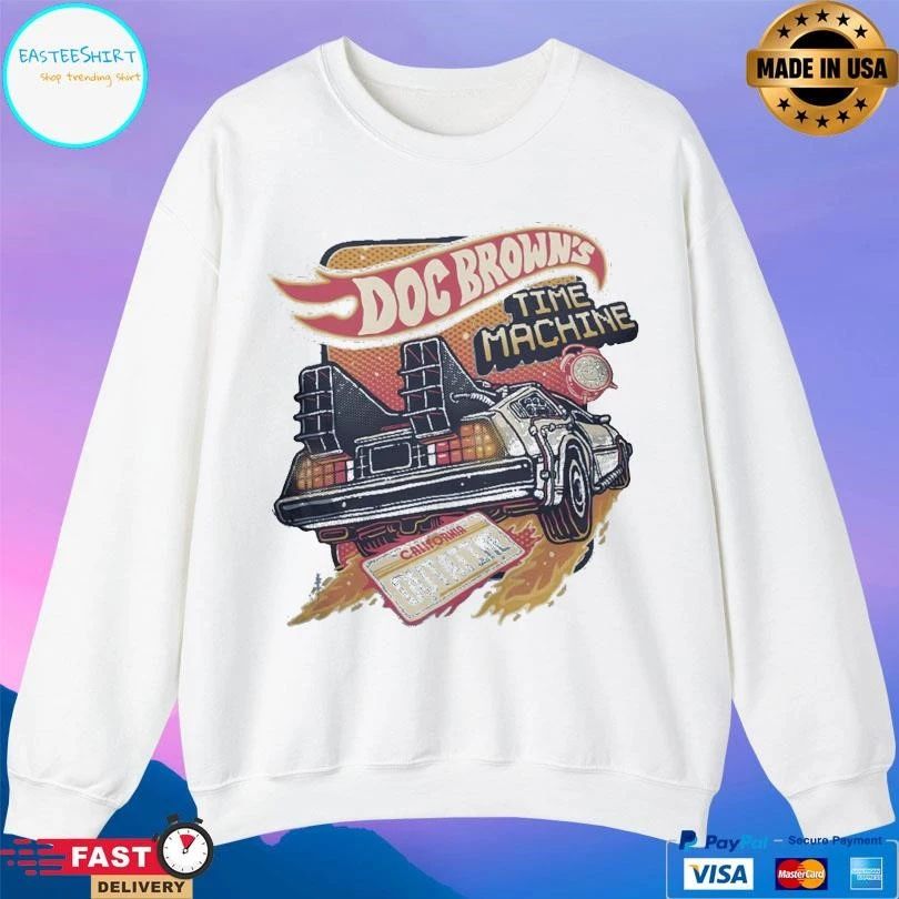 Blazing Doc Brown’s Time Machine California Outatime T-shirts