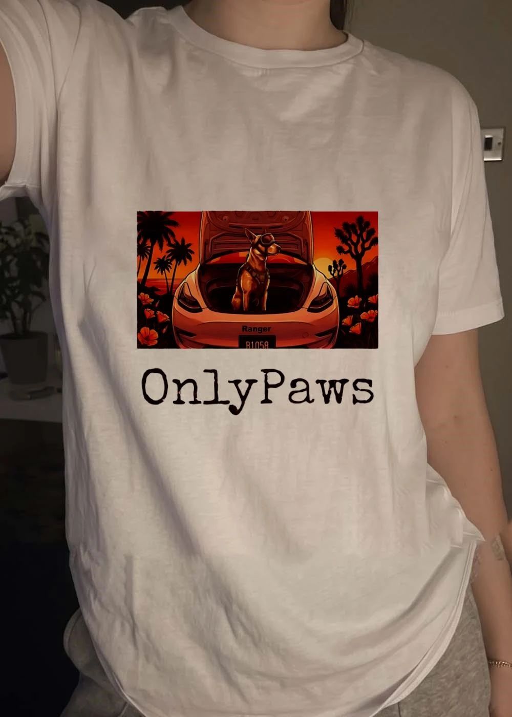 OnlyPaws Dog Sitting in Car Ranger B1058 shirt