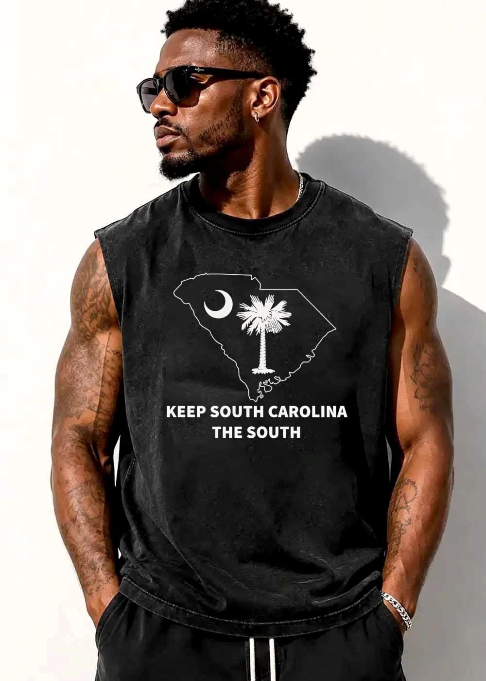 Keep South Carolina The State Outline Crescent Moon Palmetto Tree Line Art shirt