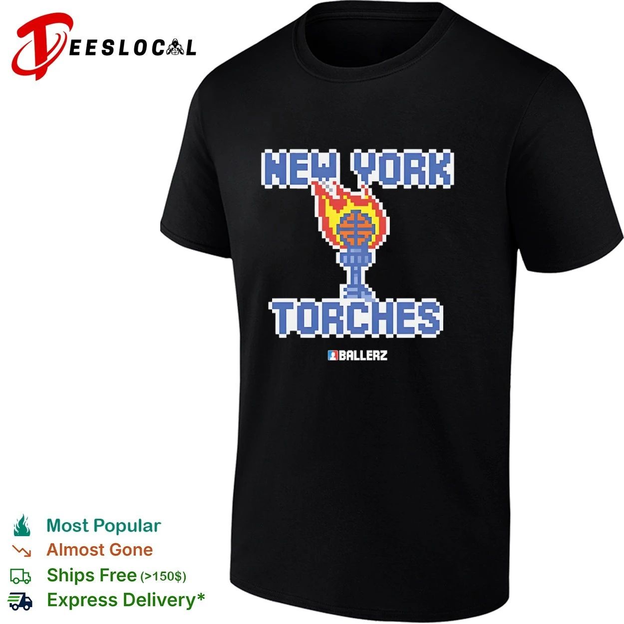Ballerz New York Torches basketball pixel art T-shirt