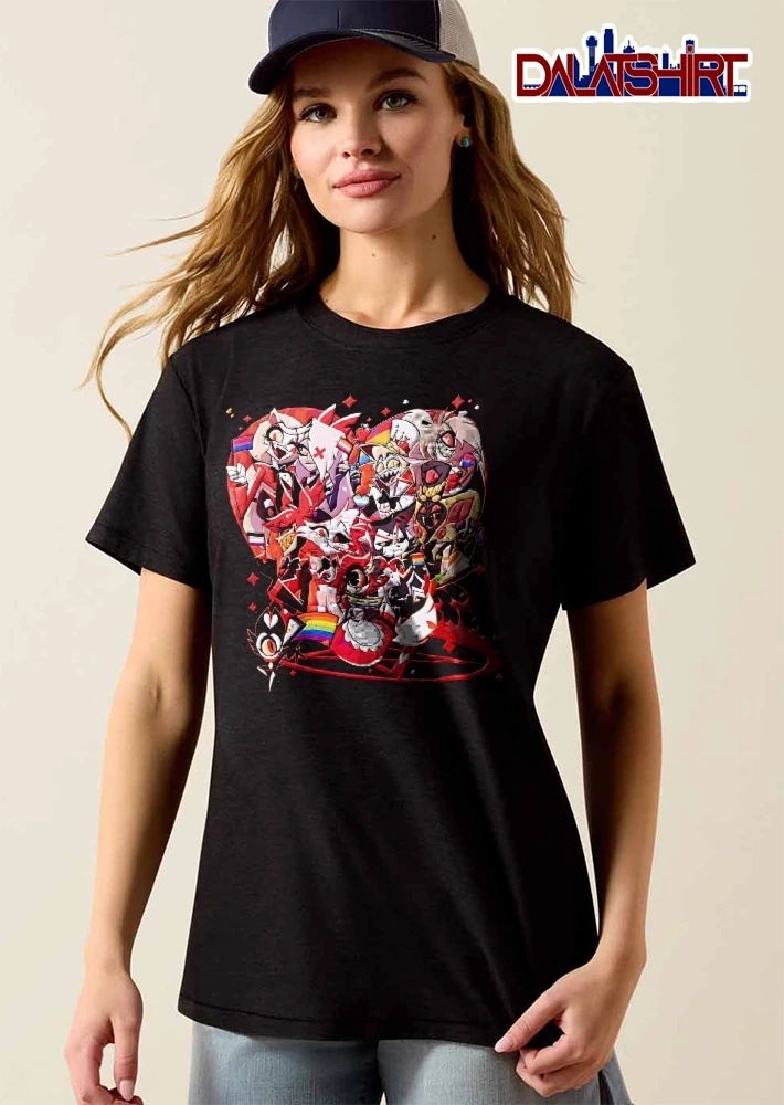 Hazbin Hotel pride flags pentagram heart shirt