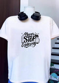 Never Stop Exploring Pine Trees Snowy Mountain Peak Stars Line Art shirt