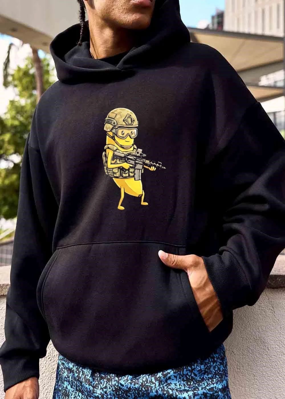Cartoon Tactical Soldier Banana Helmet Goggles Camo Rifle shirt