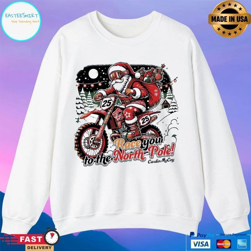 Race To The North Pole Santa Moto T-shirts
