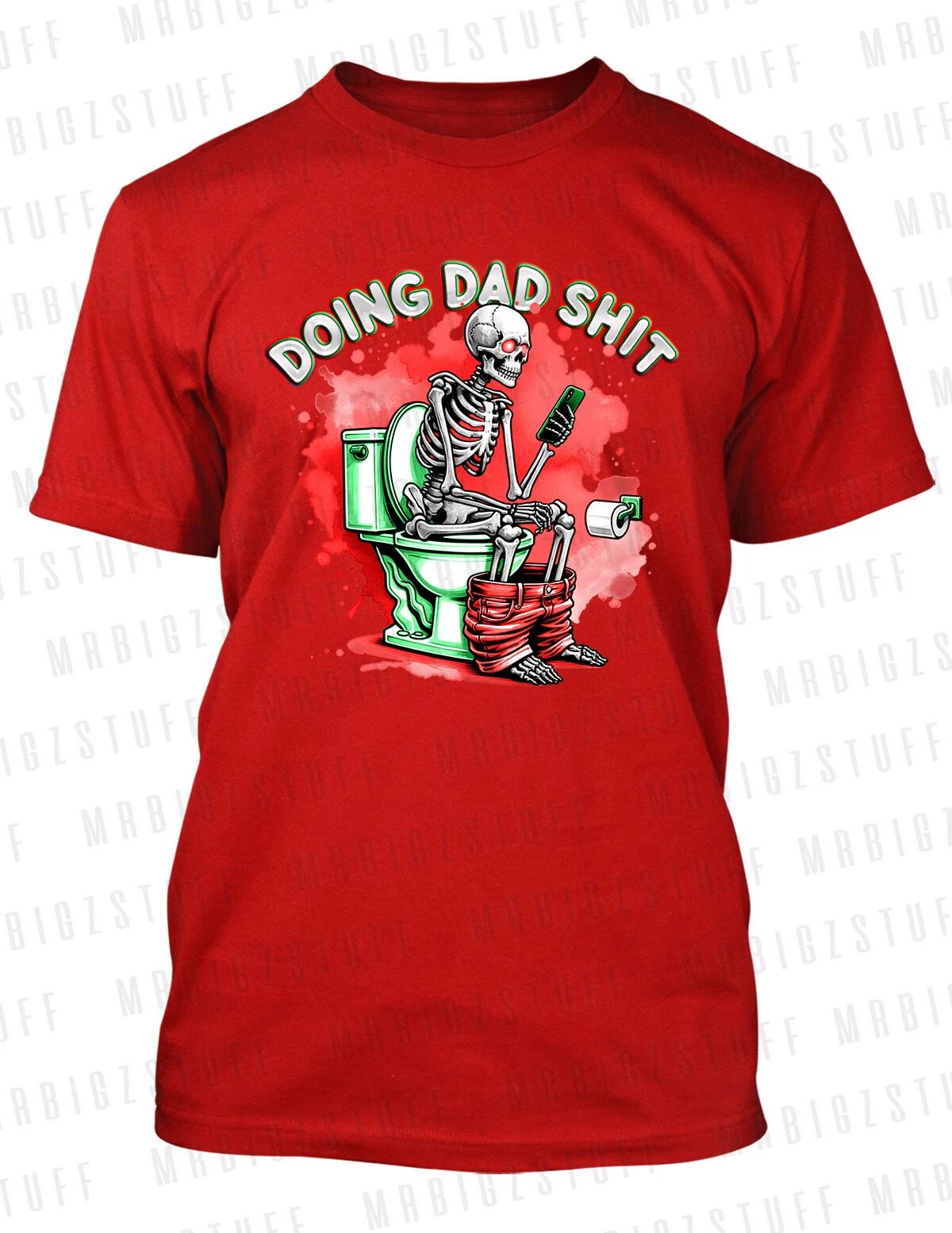 Fathers Day Tee Shirt Doing Dad Sh*t Funny Skull on Toilet Men's Big Tall SM Tee