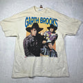 Hanes Beefy T Shirt Men Large Beige Cotton Pre Shrunk Troyal Garth Brooks Singer