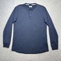 Marine Layer Shirt Marge Blue Henley Everyday Wear Double Knit Soft Rayon Blend