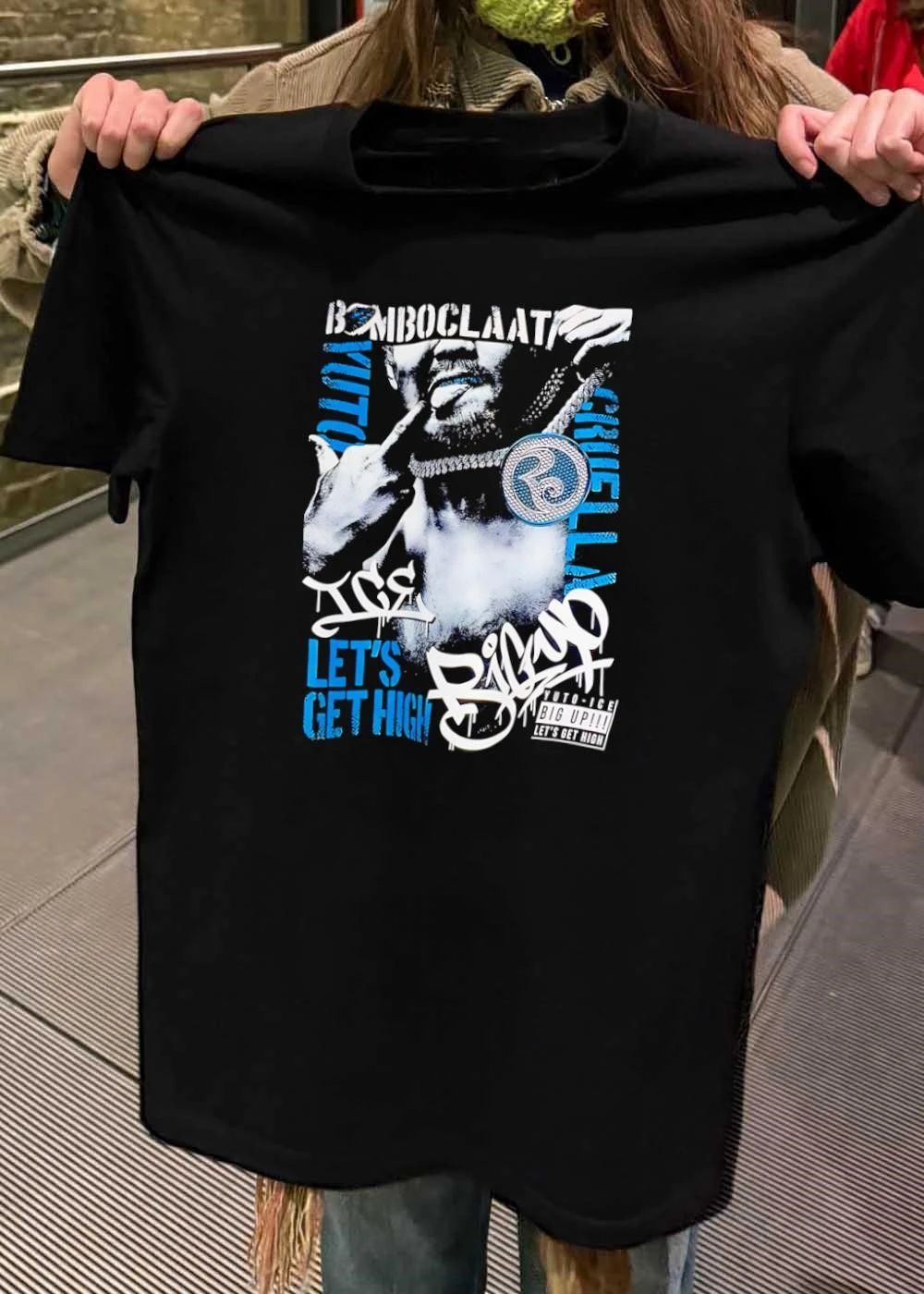 Yuto Ice Big Up Let’s Get High Bomboclaat Dripping Graffiti Graphic T-Shirt