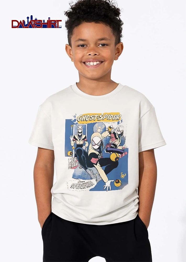 Ghost Spider Web Head Your Friendly Neighborhood Man Cartoon Superhero Action Collage shirt