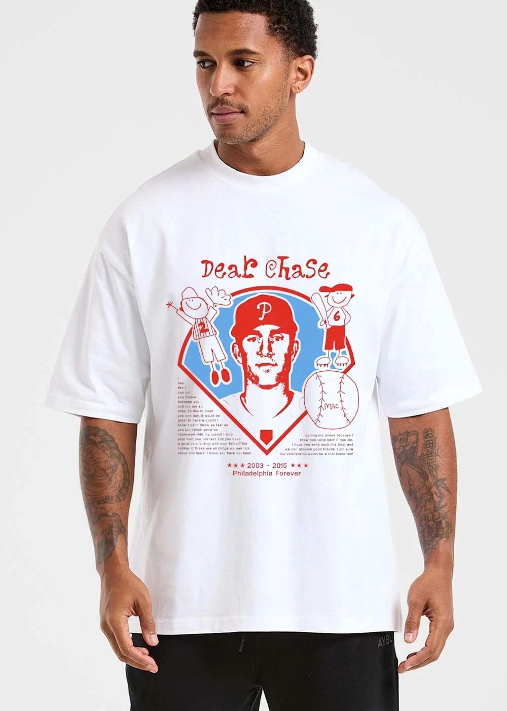 Philadelphia Phillies MLB Dear Chase Forever Mac 2003 2015 Stylized Red Player Portrait Baseball shirt