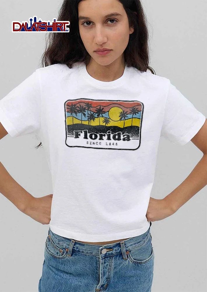 Florida Since 1845 Vintage Retro Distressed Palm Trees Sunset Landscape shirt