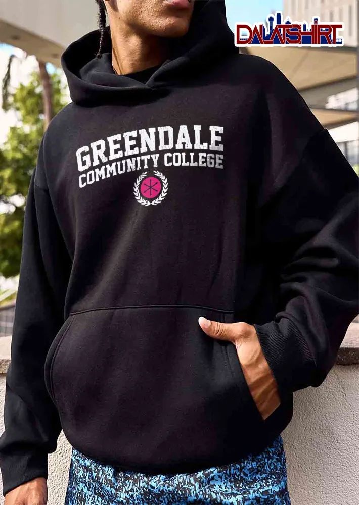 Greendale Community College Laurel Wreath Pink Circle Logo Distressed shirt